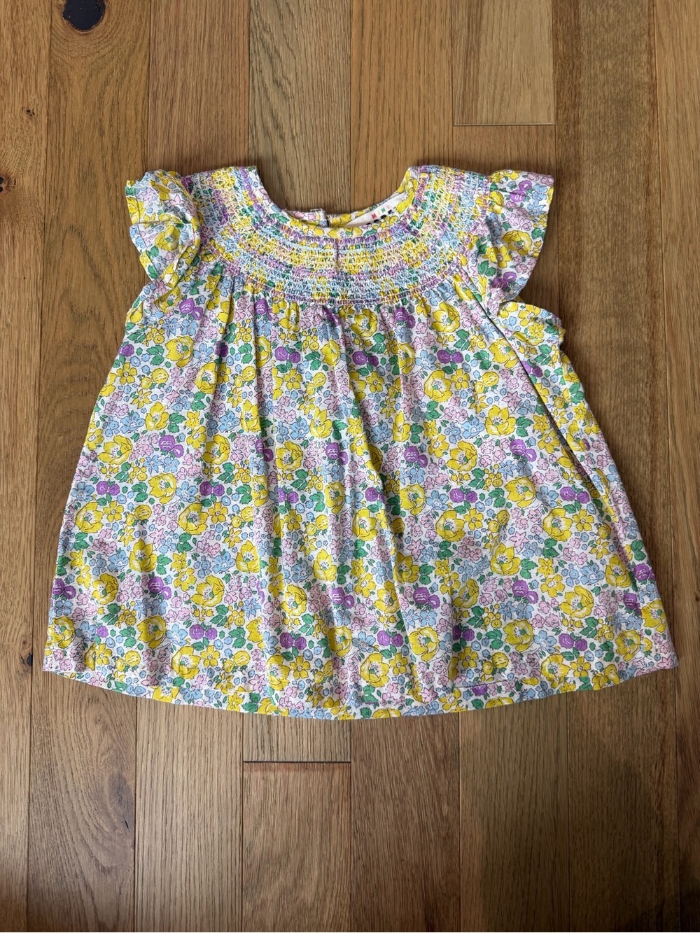 🌼 Mini Boden Yellow Floral Frilly Woven Top Girls 3-4Y
